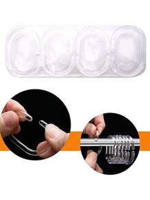 12pcs/Set C-Shaped Plastic Shower Curtain Rings, Transparent Shower Curtain Hook Rings, Bathroom Shower Curtain Rod Curtain Hooks, Shower Curtain Hook Rings, Black, White, Transparent - Multicolor - View 5