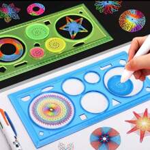 Cute Geometric Spirograph Drawing Set, Artistic Handcraft, Scrapbook Supplies, Creative Drawing Toy, Magic Drawing Stationery, Magic Ruler Template Set, Various Drawing Rulers, Classic Magic Patterns, Birthday Gift, Reward Gift (Random Color)