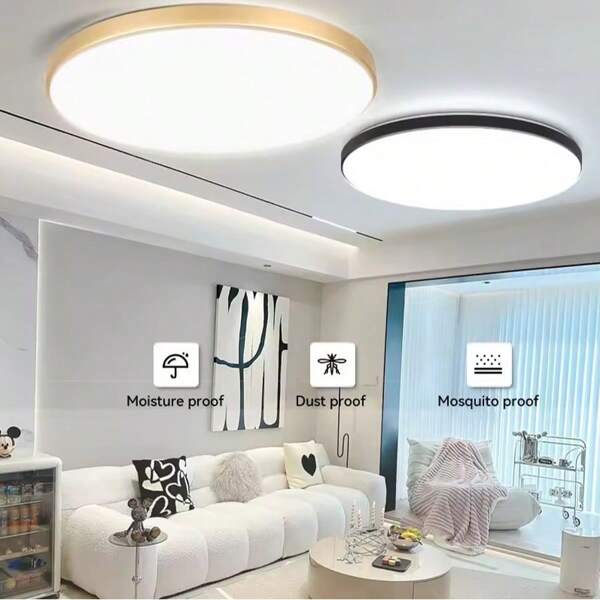 Moderne große LED-Deckenleuchte, einfaches Design Aufbauleuchte für Wohnzimmer, Schlafzimmer, Küche, Esszimmer, Treppenhaus, Kleiderschrank, Dachboden, Flur, Ankleidezimmer, Kabine, Geschäft, Café, Restaurant, Villa, Bar. Verfügbar in Schwarz, Gold, Weiß.