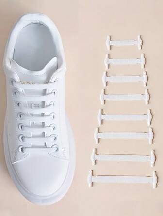 16pcs Silicone Elastic No Tie Shoelaces For Skate Shoes, Casual Shoes, Sneakers For Women And Men