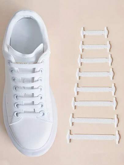 16 件装硅胶弹性免系带鞋带，适用于男女滑板鞋、休闲鞋、运动鞋