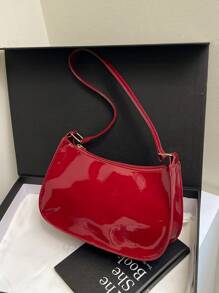 Solid Color Embossed Geometric Shoulder Bag With Zipper For Women, Fashion Retro Zipper Casual Waterproof Handbag For Teen Girls, Women, College Students, Suitable For Office, Work, Business, Commuting