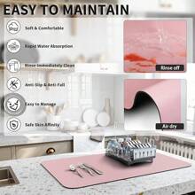 Kitchen Mats Floor CounterDrying Kitchen Counter, Heat Resistant Drainer Mats With Non-Slip Rubber Backed, Hide Stain Kitchen Absorbent Draining, Easy To Clean Dish Rack Pad, Dark 16x18 - 粉色 - 查看 4