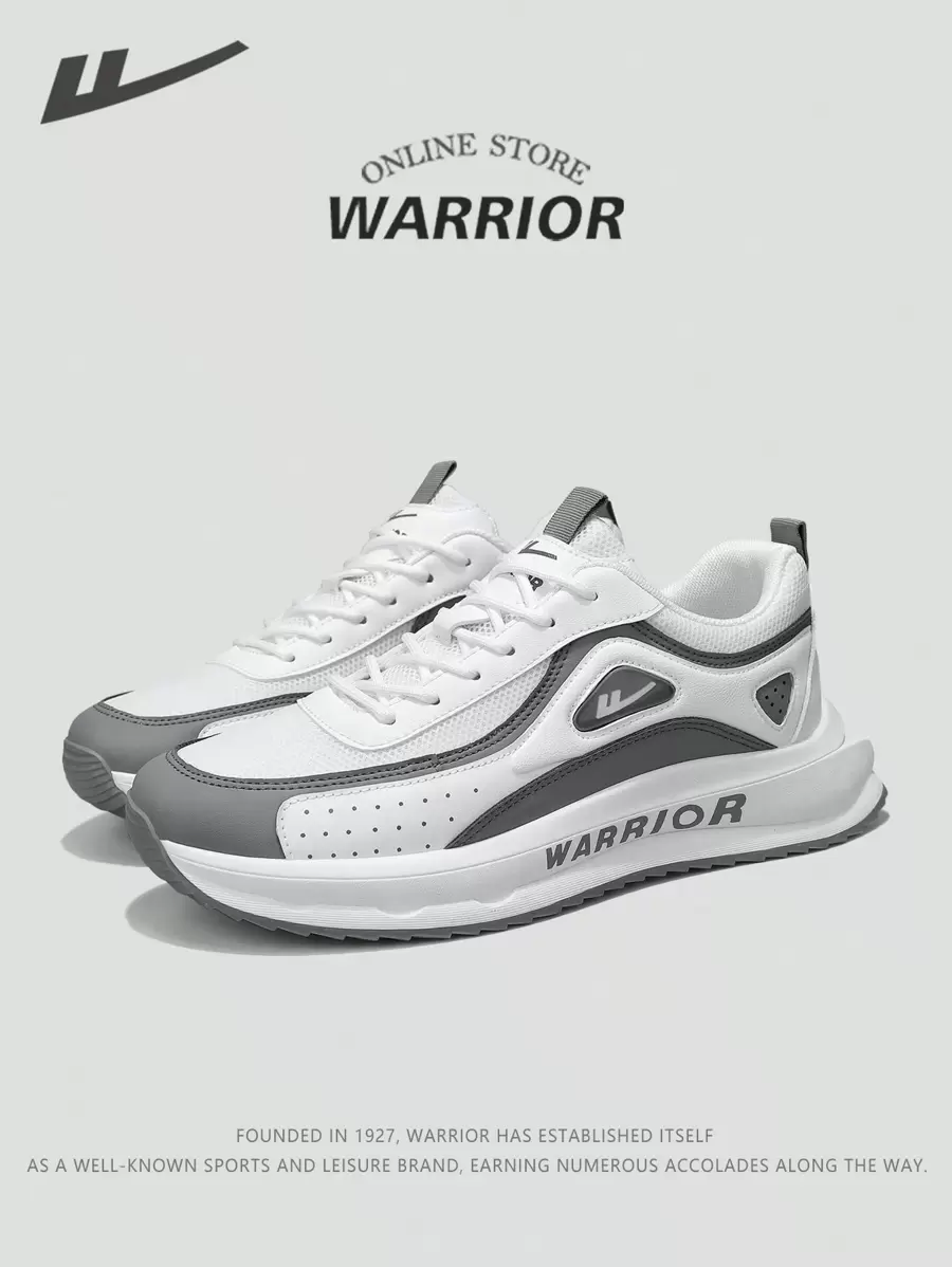 WARRIOR 1 par Zapatillas deportivas casuales de la serie Warrior para hombres, modelo 2025 nuevas, con cordones, suela gruesa, transpirables para uso en exteriores, livianas y suela suave, adecuadas para todas las estaciones