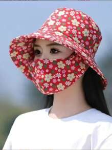 Sonnenhut mit integrierter Gesichtsmaske, atmungsaktiv, windbeständig, nicht dehnbar, geeignet für Outdoor-Radaktivitäten