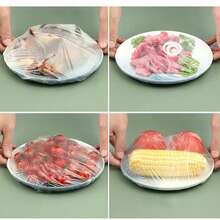 50/100/200pcs Plastic Food Covers, Food Storage Packaging, Elastic Lids Suitable For Bowls, Plates, Refrigerator, Picnic - Multicolor - View 5