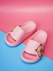 Chinelos de Espuma para Crianças, Sola Antiderrapante Leve e Macia, Tira Casual Confortável e de Secagem Rápida, Cor Sólida Simples com Sola Grossa, Adequado para Meninos e Meninas, Sandálias de Praia - Rosa chiclete - Visão 6