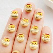 20 piezas de ornamentos de arte de uñas con estatuillas de abeja y tarro de miel de resina vibrante, tipo Kawaii, pintadas a mano, de alta calidad y con parte trasera plana, para manualidades de uñas DIY, decoración de álbumes de recortes y accesorios para joyería