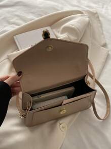 Adjustable Top Handle Elegant Buckle Closure Solid Color Women Handbag