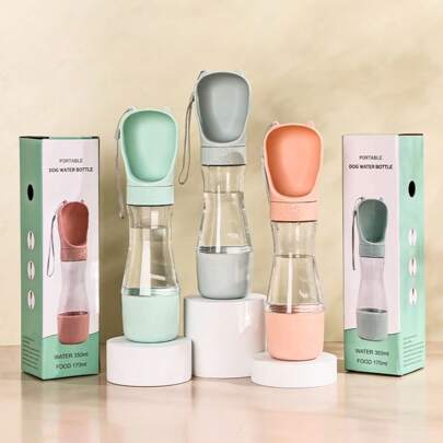 1pc Portable Dog Water Bottle, Polypropylene Leakproof Pet Drinking Cup With Feeding Spoon, Outdoor Walking Water Dispenser For Dogs, Pet Water Dispenser