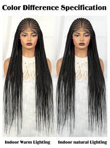 M MALAIKA Braided Wigs For Women Full Lace Cornrow Box Braided Wig Loc Wig Synthetic Lace Front Braided Wigs With Handmade Faux Locs Wig - màu đen - Xem 9
