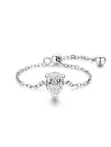 1 chiếc nhẫn độc đáo có thể điều chỉnh bằng Zirconia, nhẫn ngón cái cho nữ, quà tặng trang sức bạc Sterling S925 cao cấp dành cho nữ - Bạc - Xem 9