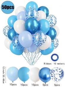 26/50/80/100 Blue And White Balloon Wreath Arch Kit Metal Blue Birthday Party Background Decoration Balloon, Blue Colorful Paper Scrap Balloon, Macaron Blue Thick Latex Balloon Matte Blue Balloon Suitable For Shower Wedding Gender Revealing Birthday Party Supplies