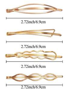 4pcs Minimalist Metal Geometric Hair Clips, Hair Accessories Designed For Girls And Women