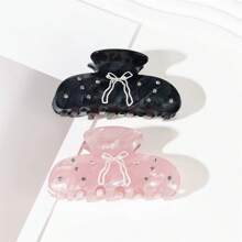 1 Pc Cute Rhinestone Butterfly & Hair Claw Hair Clip, Pink & Black Hair Jaw Clip