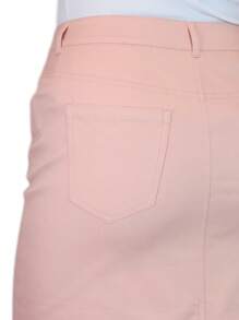 Paulo Due Stretch Chino Knee Length Pencil Skirt - Dusty Pink - View 3