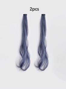 2pcs Kid's Elegant Long Curl Wigs, Dyed Color Clip-In Synthetic Hair Extensions, Complete Wig For Girls, Suitable For All Hairstyles, Perfect For Daily Use And Parties