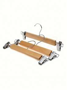 1/5/7pcs Wooden Pants Rack, Wooden Pants/Skirt Hanger With 2 Adjustable Clips And Anti-Rust Hooks, Space Saving Storage Box For Bedroom, Closet, Cabinet, Home, Dorm