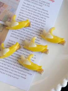 2 Peças Clipes de Cabelo em Formato de Banana Engraçados e Fofos para Férias, Clipes de Garra, Grampos de Cabelo, Acessórios Escolares
