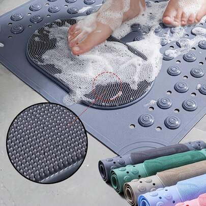 1pc Non-Slip PVC Bath Mat With Massage Nubs - Rectangular, Dot Pattern, Shower And Bathroom Rug, Bath Mats For Bathroom Home Bathroom Decor Fall Decor Back To School