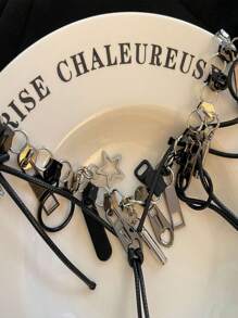 1PC多拉链项链个性时尚男女项链冷风朋克个性设计感项链 - 彩色 - 查看 3