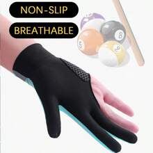 1pc Professional Snooker/Pool Sports Glove, Full Finger Billiard Glove, Thin & Soft Comfortable, High Elastic Polyester Fabric, Multiple Colors, Unisex