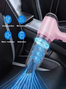 Pink Car Vacuum Cleaner, Super Suction, Super Power, Wet & Dry Cleaning, Desktop Hygiene, Pet Hair, Kitchen Powder, Portable, Mini Handheld
