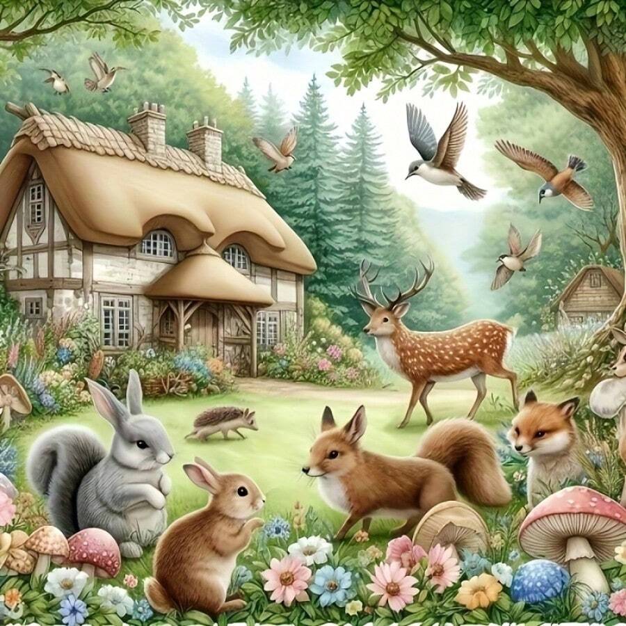 Pintura de Diamante 5D DIY, Kit de Bordado de Diamante de Ponta Redonda, Presente Decorativo Mosaico de Diamante para Iniciantes, 23,62 x 23,62 polegadas/60x60 cm, Adequado para Decoração Doméstica e Decoração de Parede