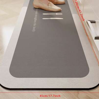 1 pieza Alfombrilla de gel de sílice para la cocina, de 3 mm de grosor ultra delgado, diseño de estampado minimalista y elegante de vajilla. Estructura de 4 capas de absorción rápida, permeabilidad superficial rápida, contiene capa de diatomita y esponja, base antideslizante de TPR. Adecuado para cocina, baño, entrada, lavandería, pasillo, sala de estar, boda y decoración del hogar.