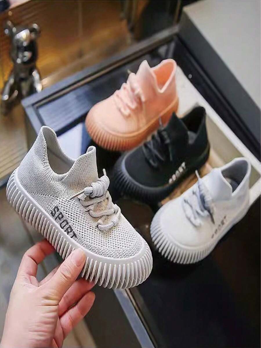 Youth Casual Sports Sneakers, Breathable Athletic Shoes, Student Versatile Running Shoes, Slip-On For Boy And Girl, Spring - Black - View 1