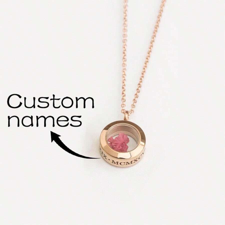 个性化纪念品项链独特手工珠宝纪念礼物火葬珠宝周年纪念礼物宠物遗失狗骨灰盒 - 玫瑰金 - 查看 1