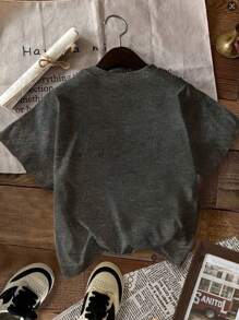 Robes d'été pour femmes, col rond, T-shirt à manches courtes, imprimé motif cerise, hauts d'été gris doux et élégants, coupe slim, convient pour le port quotidien à la maison, t-shirts graphiques pour femmes Top d'été