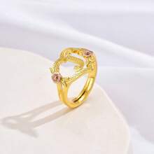 1pc Stylish Adjustable Rings With Heart, Letter, Geometric Pattern Design, Fashion Accessories, Ideal Gift