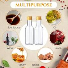 20 个迷你塑料瓶 1.7 盎司，带金色、黑色、银色瓶盖，包含 5 个漏斗，适用于派对、迷你喷泉饮料和酒 - 彩色 - 查看 6