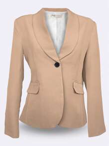 PLAIN JACKET WITH ONE BUTTON FLAP - Beige - View 2