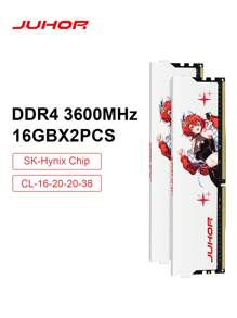 JUHOR DDR4 8GBx2 16GBx2 3200MHz 3600MHz DIMM Ram Desktop Gaming SK-Hynix Memory Ram - White - View 8