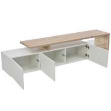 Rosahqnda TV Cabinet, TV Stand With High-Gloss Glass Shelves, TV Lowboard With 3 Drawers, TV Shelf For Living Room, Dining Room And Bedroom, 200 X 39 X 42 Cm - trắng - Xem 10