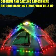 Magnetic Camping Starry Sky Atmosphere Lamp: 2000mAh Battery Life + Type-C Fast Charging Battery Level Visualization ▎Strong Light Flashlight + 7-Color Soft Light + 10m Light Strip Outdoor Camping & Home Dual Use - Multicolor - View 4
