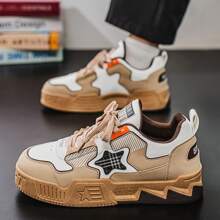 Men's Shoes 2025 Spring New Star Shoes Casual Fashion Shoes Men's Thick Soles Anti-Slip Wear-Resistant Sports Shoes - 棕色 - 查看 5