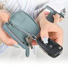 Multifunctional Fashion Smart Key Holder, Unisex, Letter Embossed Design, Transparent Window, Zipper Closure, Compatible With Smart Key, Includes Carabiner, Cute Style, Suitable For Commuting And School Use - Multicolor - View 5