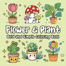 1 Libro para colorear creativo de papel talla grande grueso y mejorado, 24 páginas de 7.9X7.9 pulgadas para adultos, con diseño exquisito, para mejorar la atención, alejarse de los teléfonos, inspirar la creatividad, pasar tiempo dibujando y pintando en un libro de arte. - Plantas y flores sencillas - Ver 20