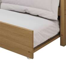 Mid-Century Expandable Twin Size Wooden Daybed With Trundle, Light Oak