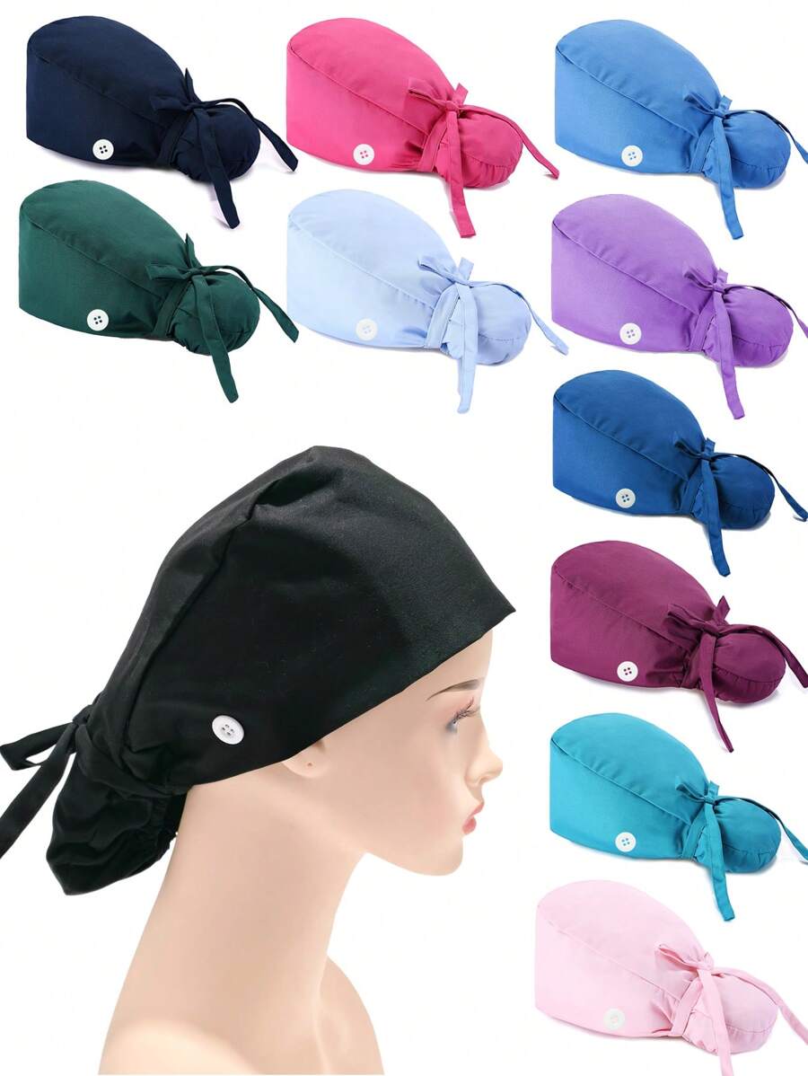1 chiếc mũ y tá Unisex, màu trơn, thiết kế băng đô, thoáng khí và thấm mồ hôi, thích hợp cho bệnh viện, viện dưỡng lão, mọi mùa - A - Xem 1