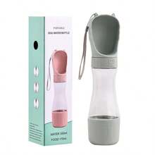 1个便携式狗狗水瓶，聚丙烯防漏宠物饮水杯，带喂食勺，户外遛狗饮水器，宠物饮水器