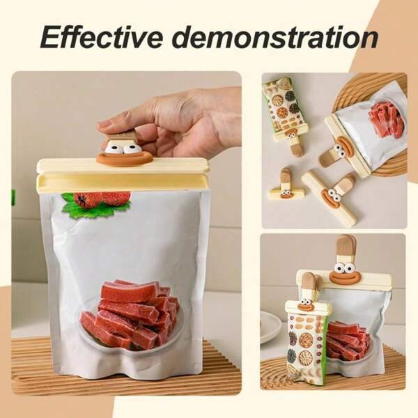 1 pieza Clip de comida lindo de tamaño grande y pequeño - Clip súper fuerte para bolsas de aperitivos, pinza para conservar alimentos