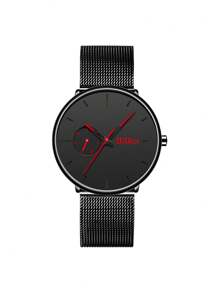 BIDEN Reloj de cuarzo para hombres BIDEN, correa de malla de acero inoxidable ultrafina, estilo de negocios casual, adecuado para uso diario, regalo para vacaciones y cumpleaños