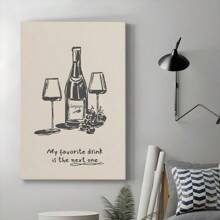 1pc Framed Canvas Poster, My Favourite Cocktail Is The Next One Wall Art Canvas Paintings, Ideal Gift For Bedroom Living Room Corridor, Wall Art, Wall Decor, Room Decoration