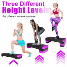 Aerobic Exercise Step Adjustable Aerobic Stepper For Exercise Workout Step Platform For Step Up, 26.5" Step Deck With 4" 6" 8" Adjustable Height Risers, Women Home Gym Cardio Fitness - Purple - View 8