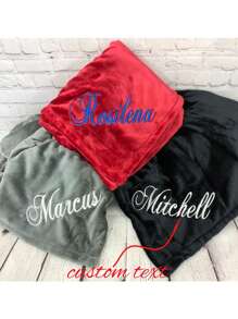 1 Piece Personalized Soft Baby Blanket, Custom Embroidered Baby Name, Christmas Gift, Custom Blanket, Personalized Blanket For Girl, Gift For Boy, Gift For Family - Multicolor - View 1