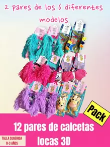 12 PARES de calcetas locas surtidas, el paquete incluye 2 pares de cada uno de los 6 diseños diferentes, mayoreo - Multicolor - Ver 2